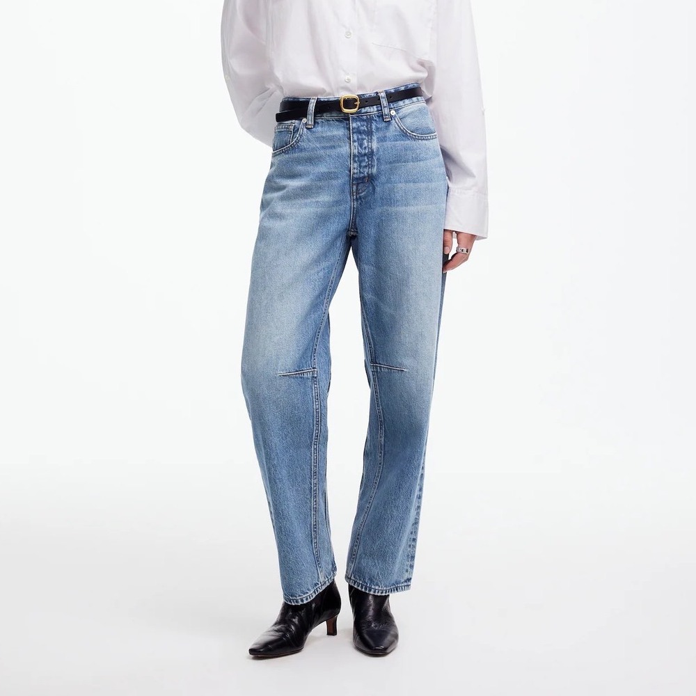 Madewell The Darted Barrel-Leg Jean Light Wash Blue Denim 29 Tall Long Balloon